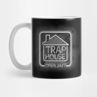 Trap House open 24/7 - White Neon Mug